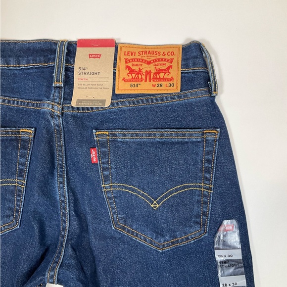 Levi's 514 Straight Fit Navy Blue Dark Wash Jeans 28x30 - Picture 5 of 6